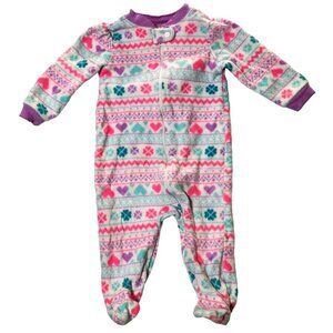 Vintage Garanimals Fleece Baby Girl's Sleeper Hearts & Designs 6-9 Months Soft